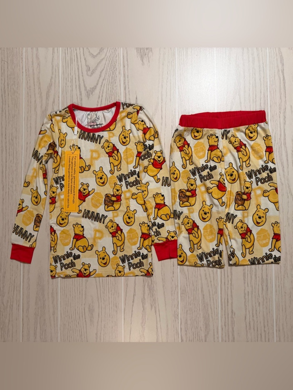 Yaritza Boutique Bamboo Pajamas Unisex Kids 5-6Y Winnie Pooh Hunny 2PC NWT‎